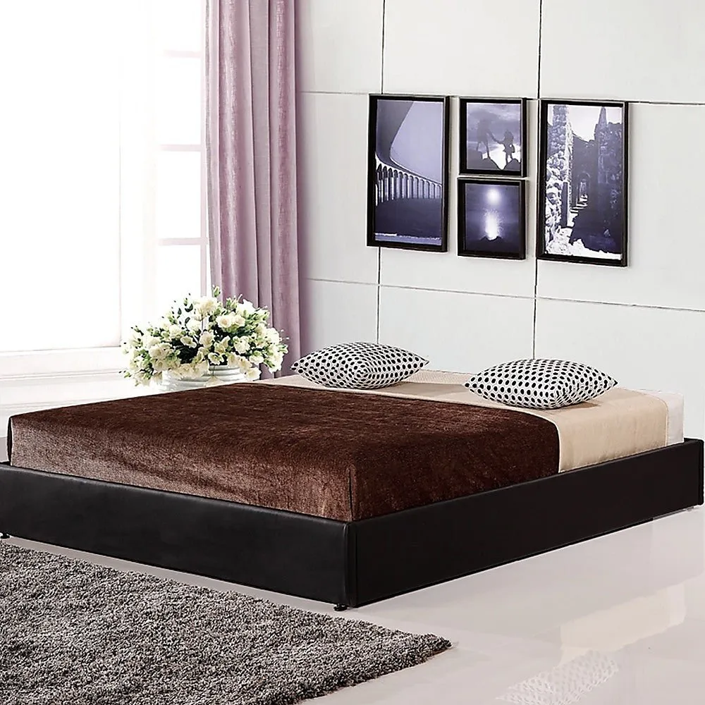 PU Leather Ensemble Queen Bed Frame Black