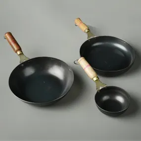 Pure Iron Handmade Family Combo (Tadka Pan   Fry Pan  Wok)