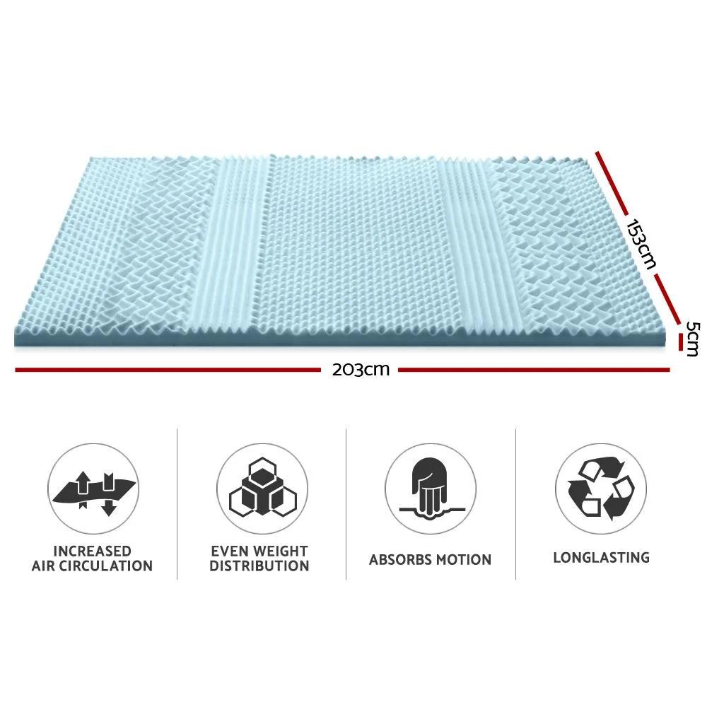 Queen Size | Cool Gel 7-zone Memory Foam Mattress Topper w/Bamboo Cover 5cm