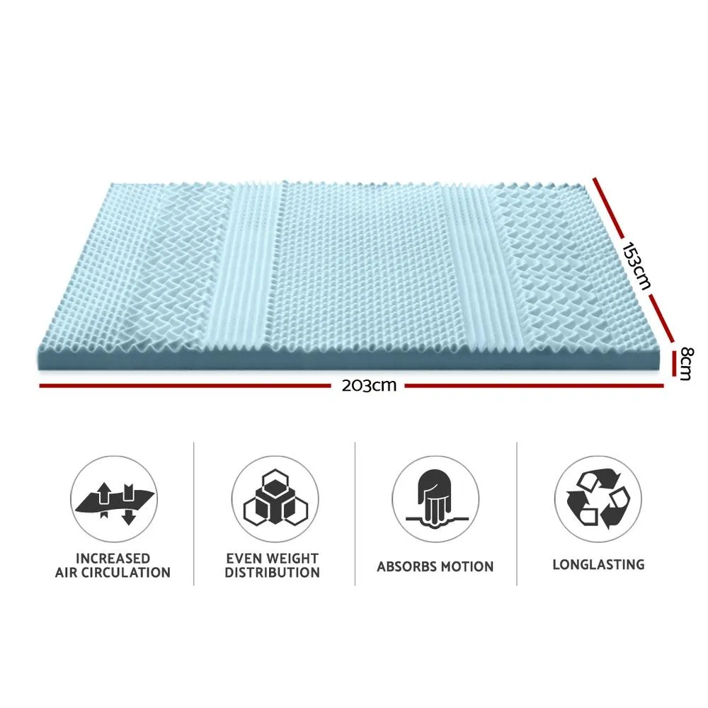 Queen Size | Cool Gel 7-zone Memory Foam Mattress Topper w/Bamboo Cover 8cm