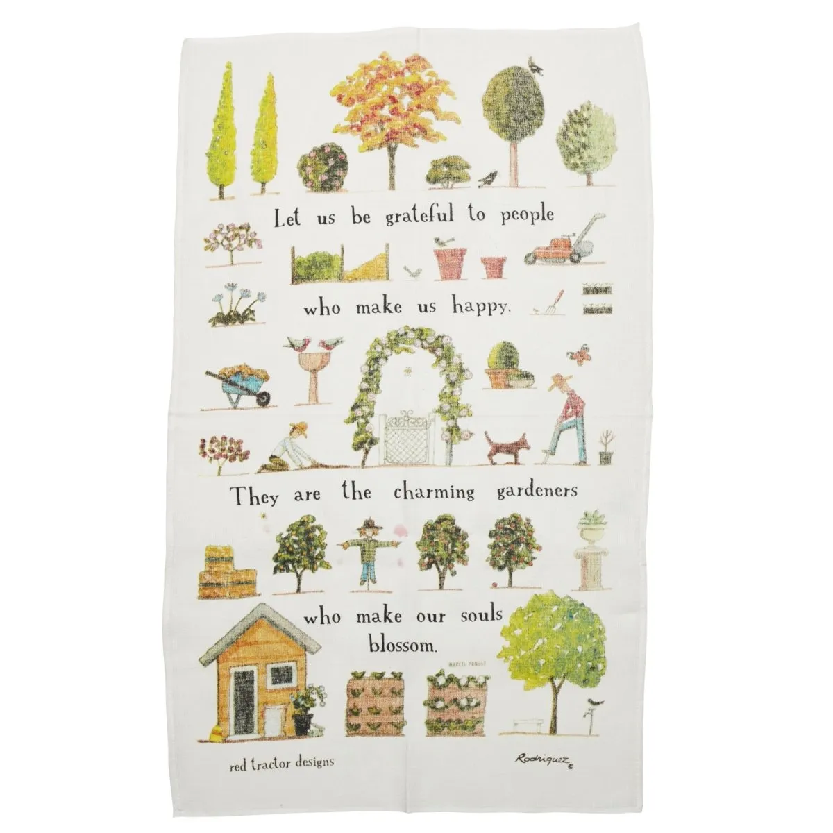 Red Tractor Designs Day in the Garden Tea Towel