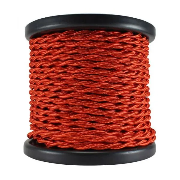 Red Twisted Cloth Wire - Per ft. - 18 AWG