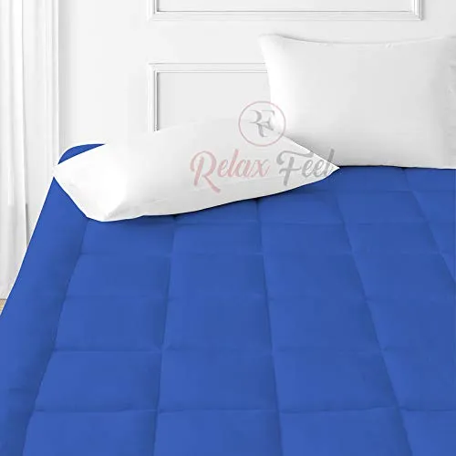 Relaxfeel Luxury 600 GSM Ultra - Soft Light Wight Hypoallergenic Cotten 3" Tick Mattress Padding / Topper. Comfortable for Better Sleep -Royal Blue Colour of Single Size 48x78 Inch