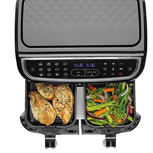 Salter EK4548 Dual Air Fryer - Double Drawer, 2 XL Non-Stick Cooking Trays