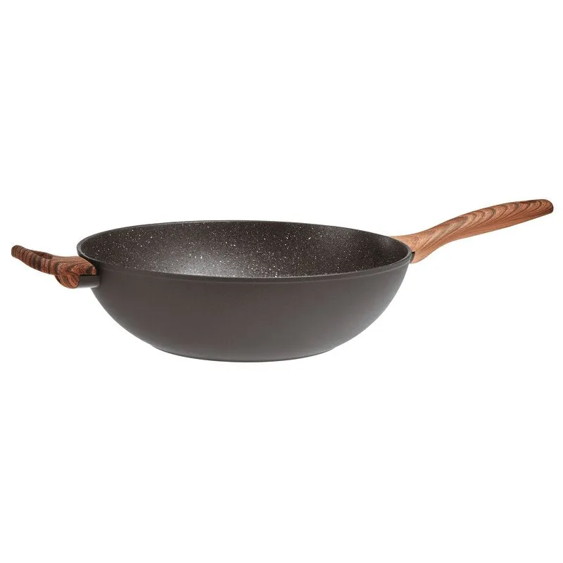 SAMBONET - Wok Spadella con Manico con Coperchio Rock & Rose Black 32cm