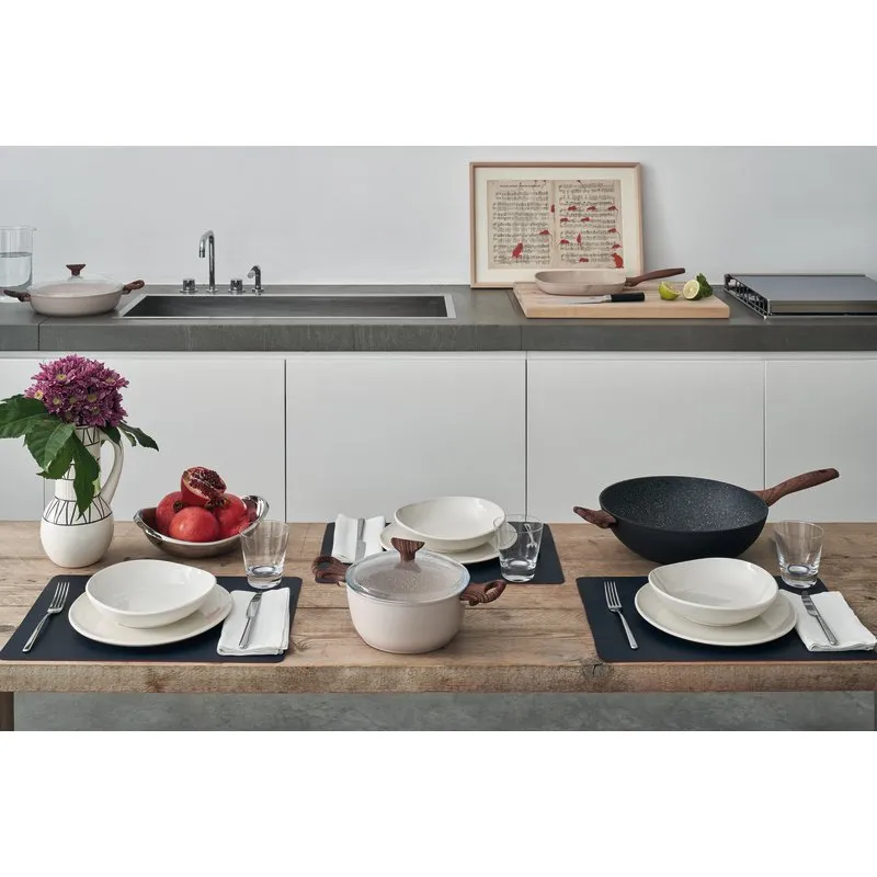 SAMBONET - Wok Spadella con Manico con Coperchio Rock & Rose Black 32cm