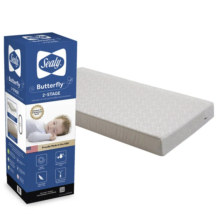 Sealy Butterfly 2-Stage Cotton Crib and Toddler Mattress