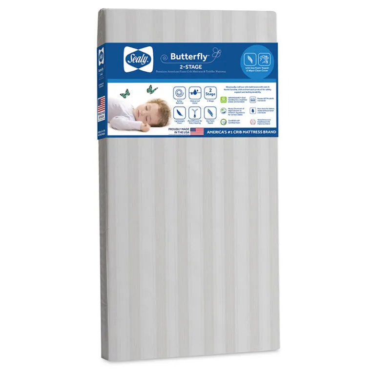 Sealy Butterfly 2-Stage Waterproof Crib Mattress