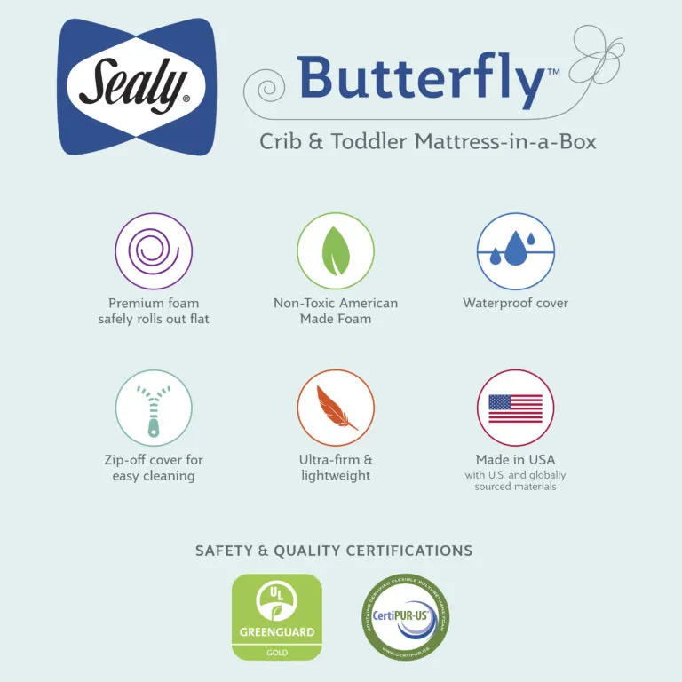 Sealy Butterfly Cotton Comfort Superior Firm Crib and Toddler Mattress