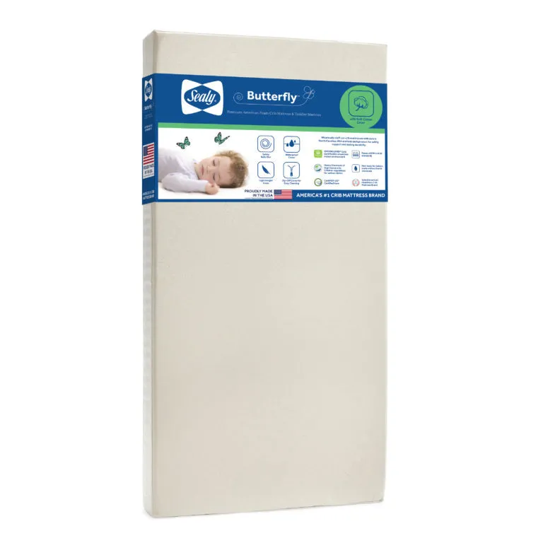 Sealy Butterfly Cotton Comfort Superior Firm Crib and Toddler Mattress