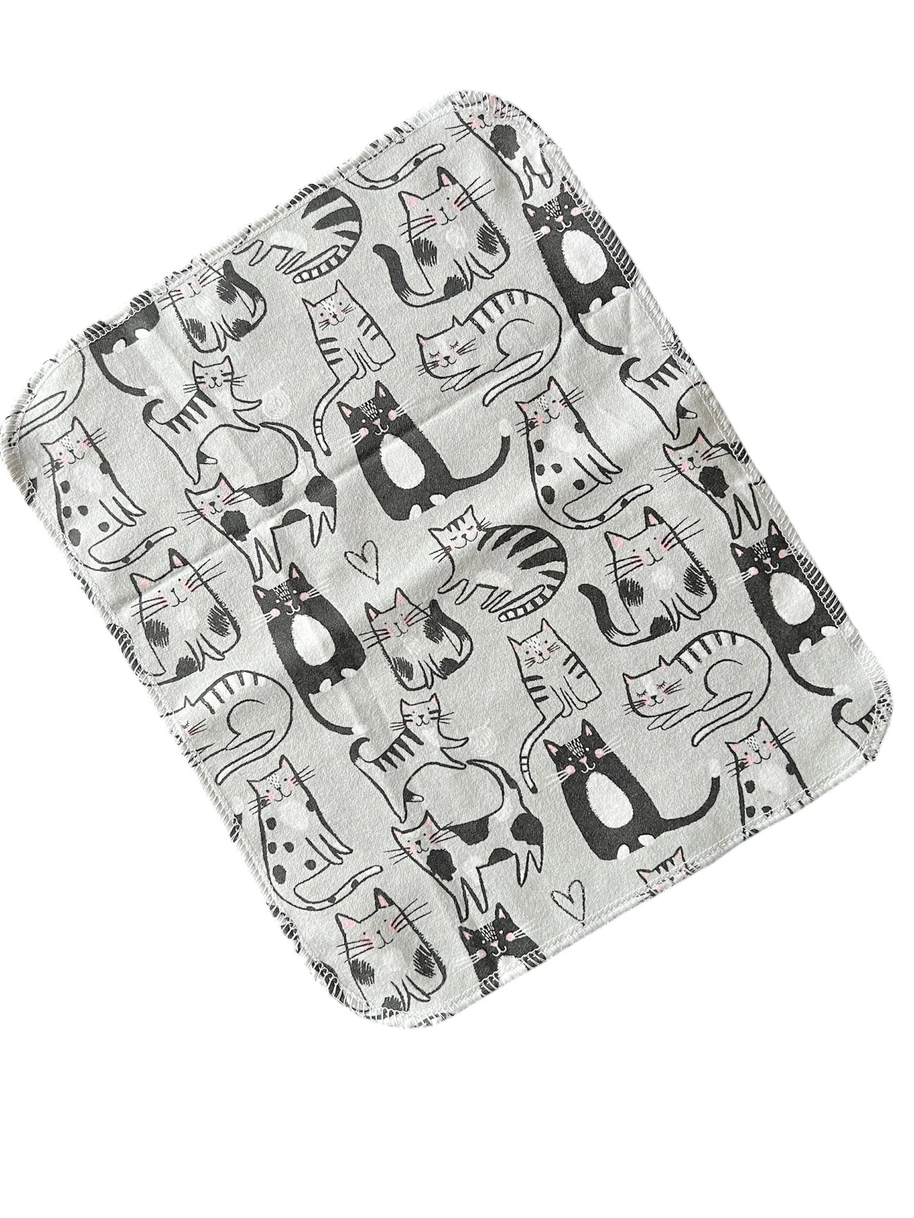 Sketched Kittys 1ply flannel reusable paper towel