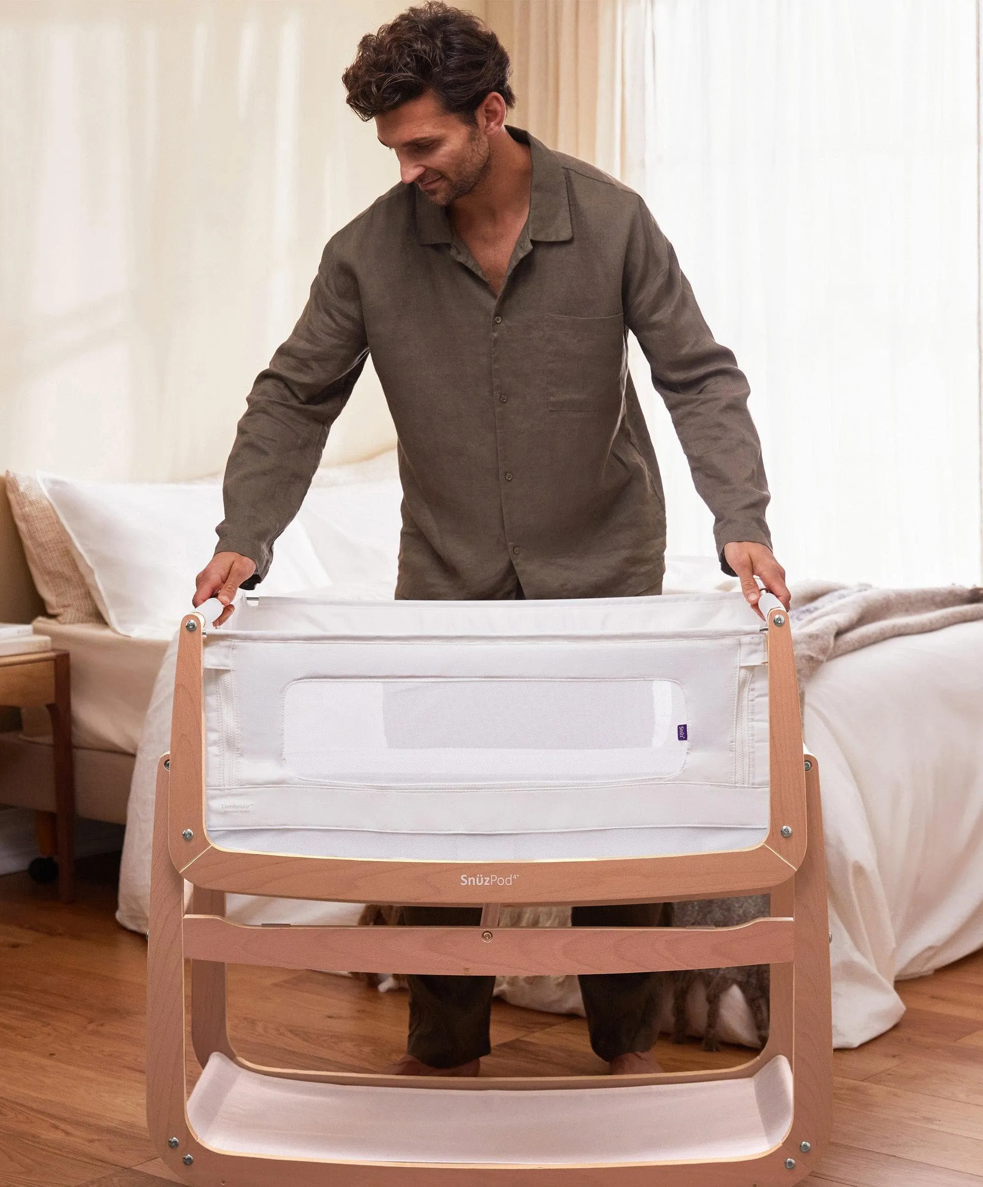 SnuzPod4 Bedside Crib - Natural