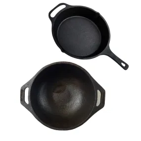 Sparkenzy Pre seasoned Cast iron Skillet 10 inch | Kadai 10 inch | Combo