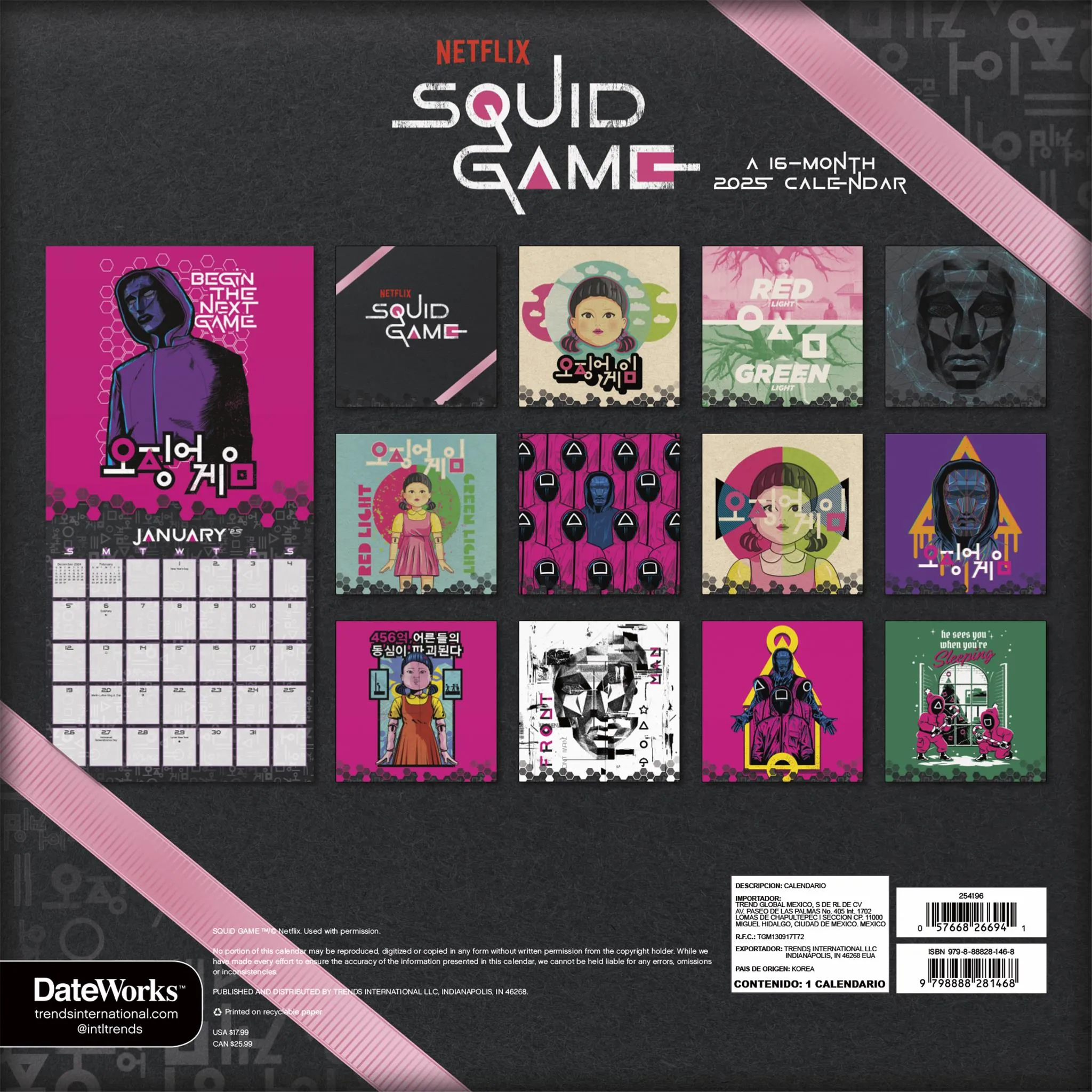 Squid Game Wall 2025 Calendar