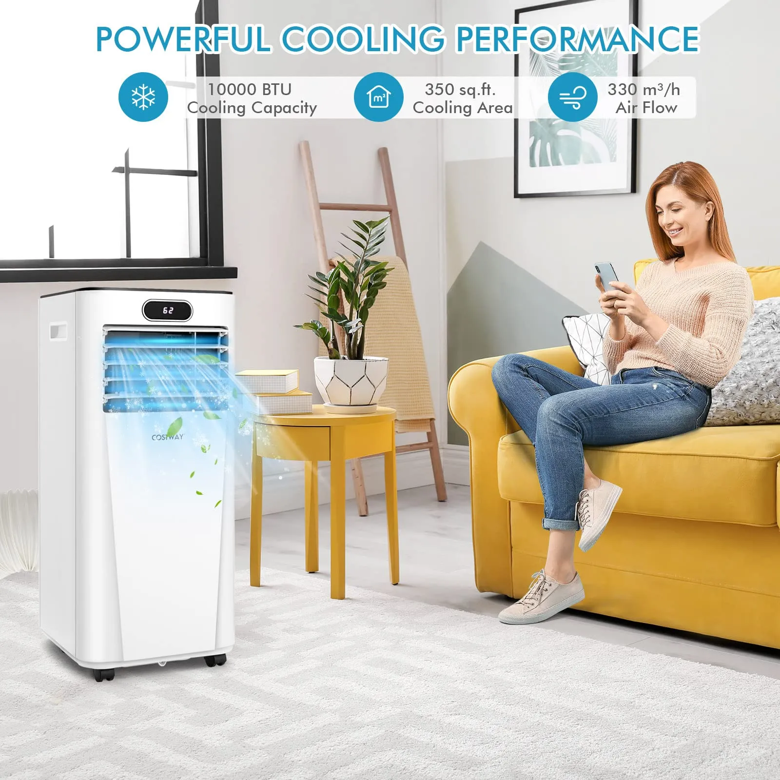 Tangkula 10000BTU Portable Air Conditioner, with Drying, Fan, Sleep Mode, 2 Speeds