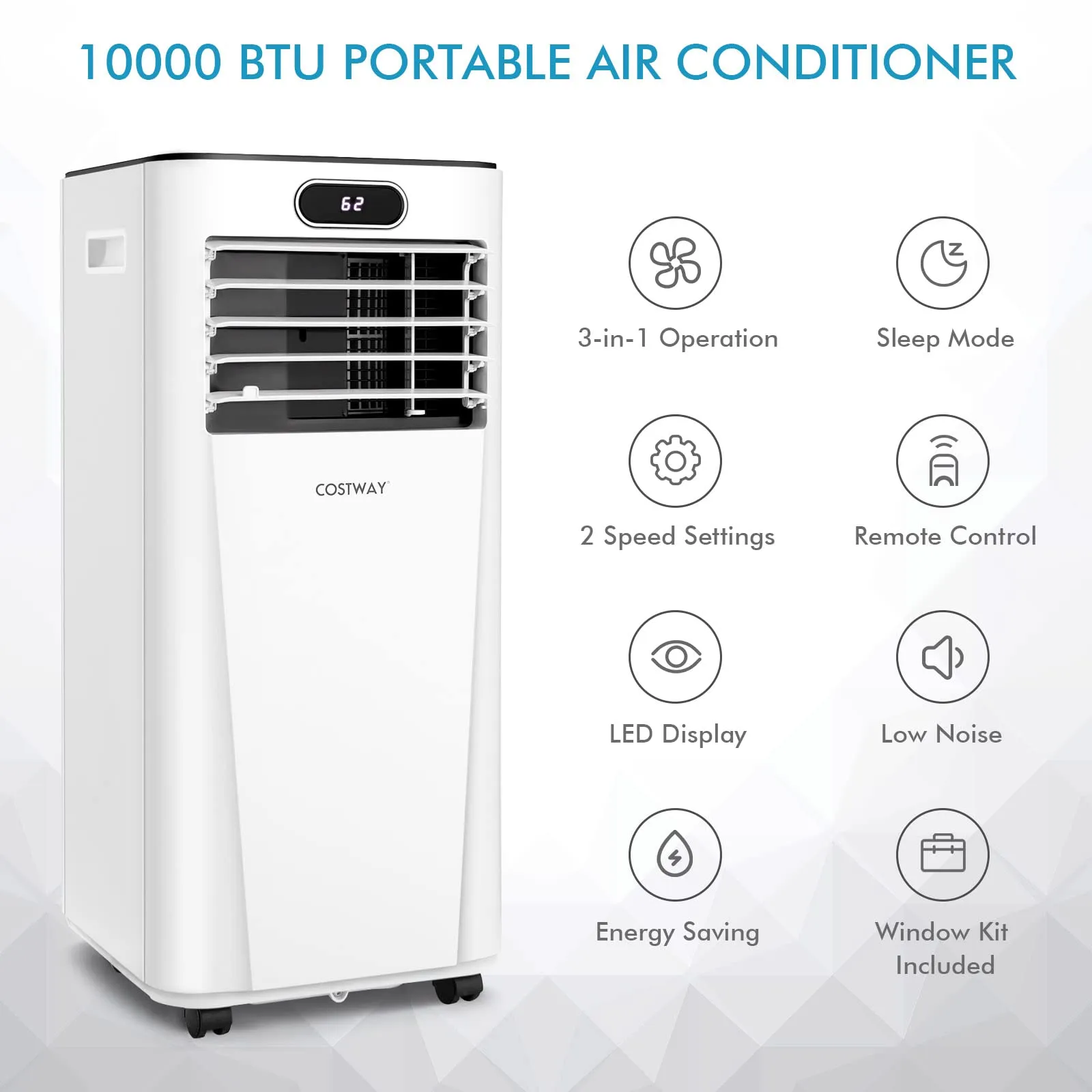 Tangkula 10000BTU Portable Air Conditioner, with Drying, Fan, Sleep Mode, 2 Speeds