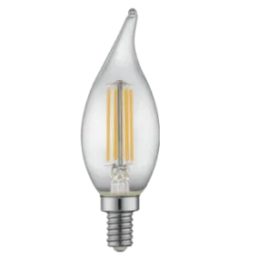 TCP FF11D2522KE12C Flame Tip LED Filament Candelabra Bulb 3W 22K Dimmable Clear