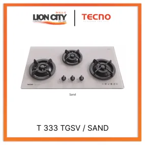 Tecno Uno T 333 TGSV / SAND Toughened Glass Hob (SCHOTT) Sand 86cm, V.V.S  3 Burners (2x Big, 1x Medium)