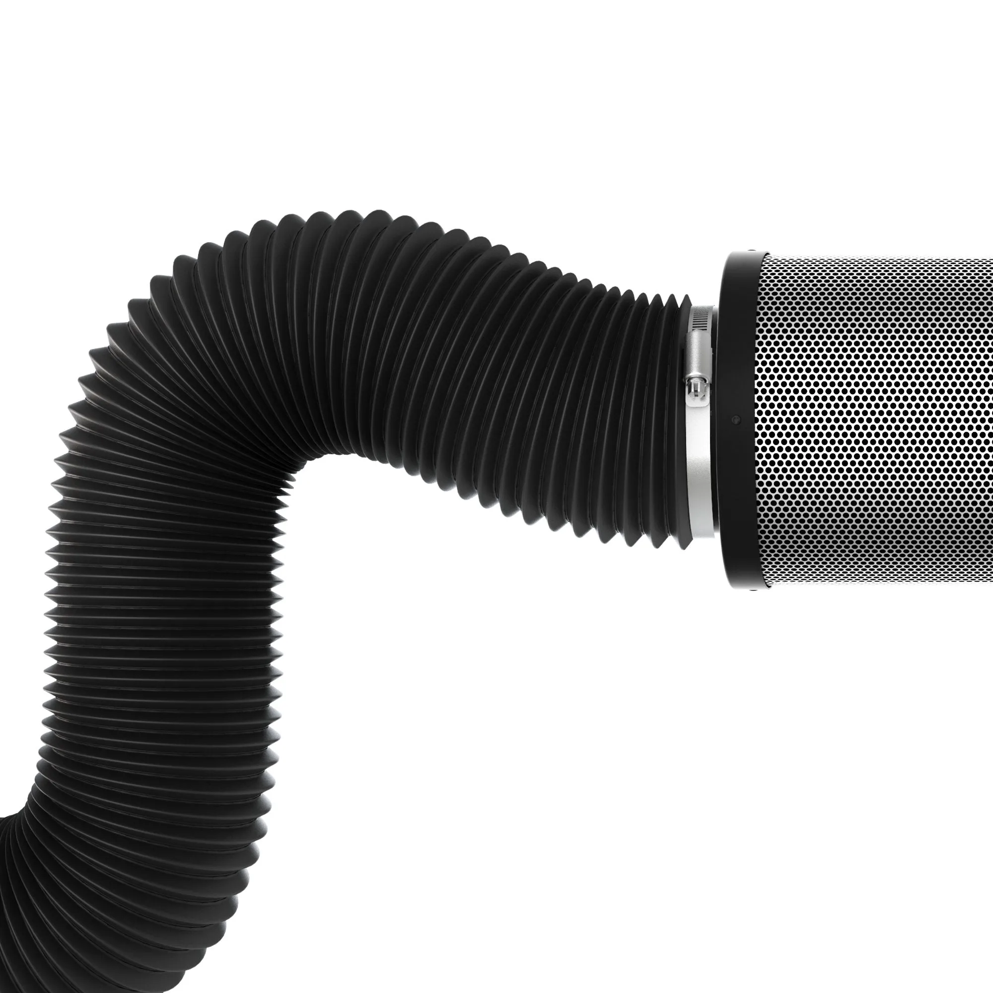 TerraBloom 4" Air Duct - 25 FT Long, Black Flexible Ducting with 2 Clamps