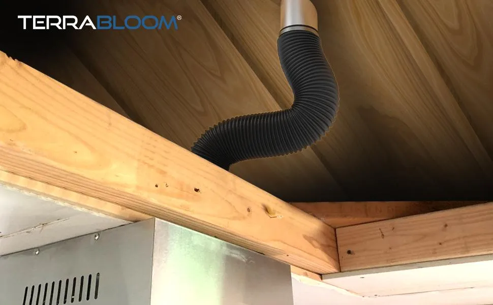 TerraBloom 4" Air Duct - 25 FT Long, Black Flexible Ducting with 2 Clamps