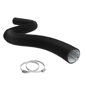 TerraBloom 4" Air Duct - 25 FT Long, Black Flexible Ducting with 2 Clamps