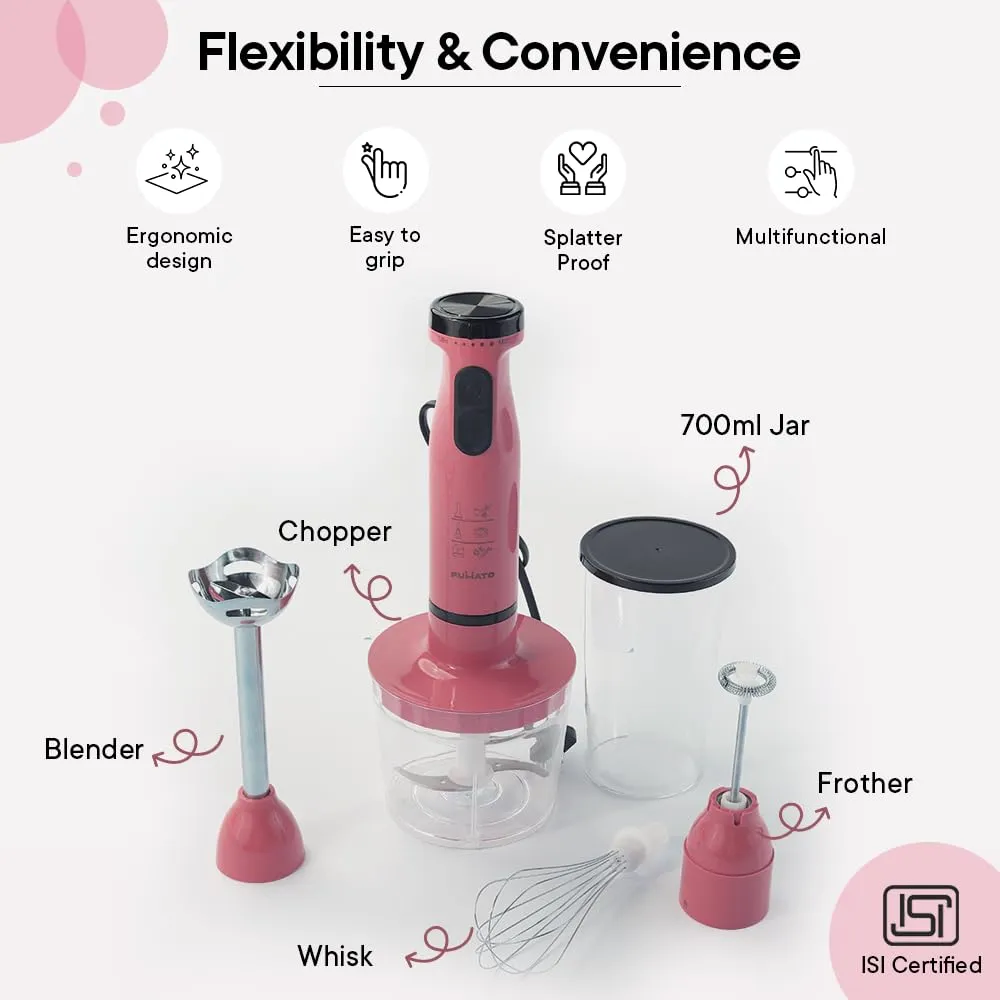 The Better Home Fumato Diwali Gift Set |AirFryer & HandBlender| Air Fry, Blend and Make| Perfect Gifting Kit | Colour Coordinated Sets | 1 year Warranty (Cherry Pink)1300 Watts, 4.5 L