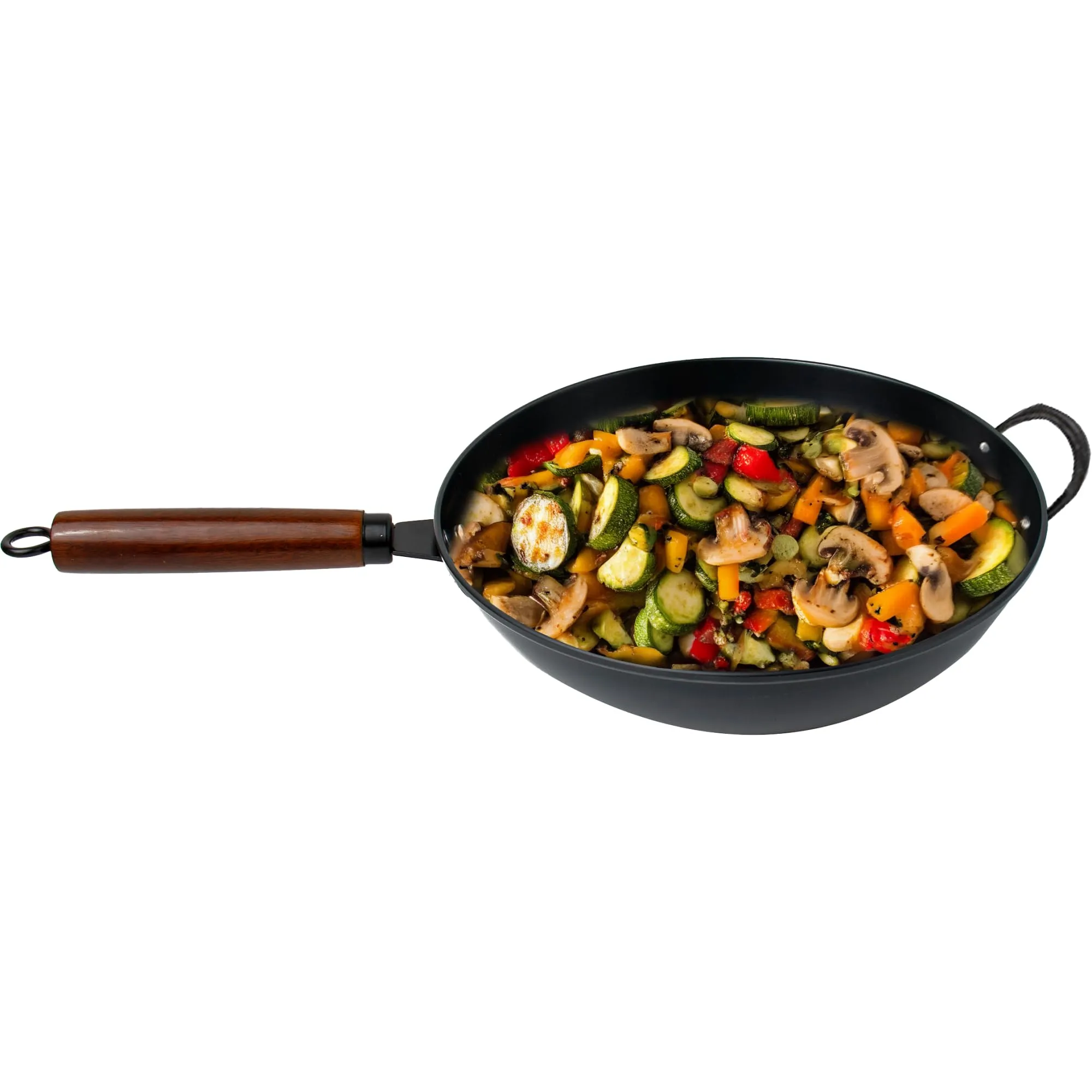 The Better Home SteelPulse Series Chinese Wok With Handle (34cm - 6L) | Deep Frying Carbon Steel Wok | Cooking Pan | Gas & Induction Cookware | Kadai For Induction Cooking | Karahi For Kitchen (Black)