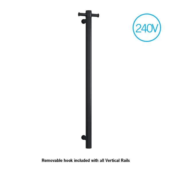 Thermogroup 240V Vertical Single Bar Heated Towel Rail Matte Black