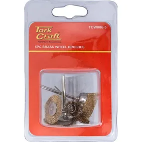 Tork Craft | Wire Brushes Mini Brass 3.2mm Shaft Assorted Shapes 5Pc