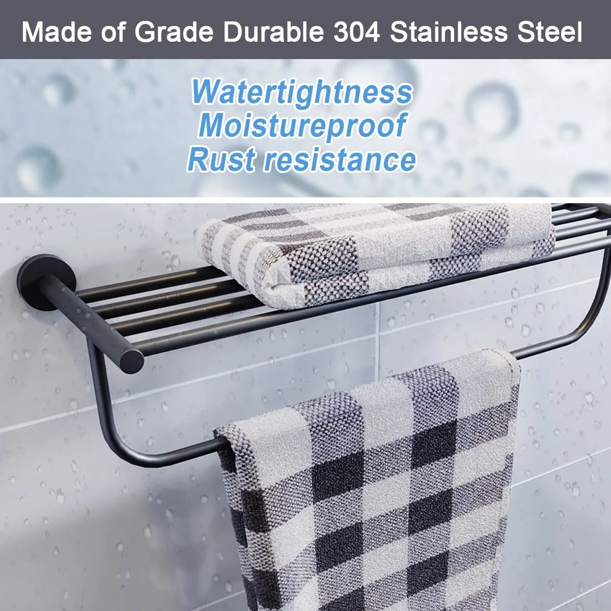 Towel Rail Rack Wall Mounted Stainless Steel