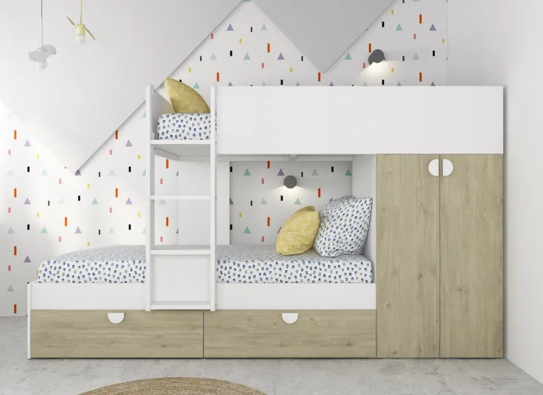 Trasman Flip White & Oak Bunk Bed