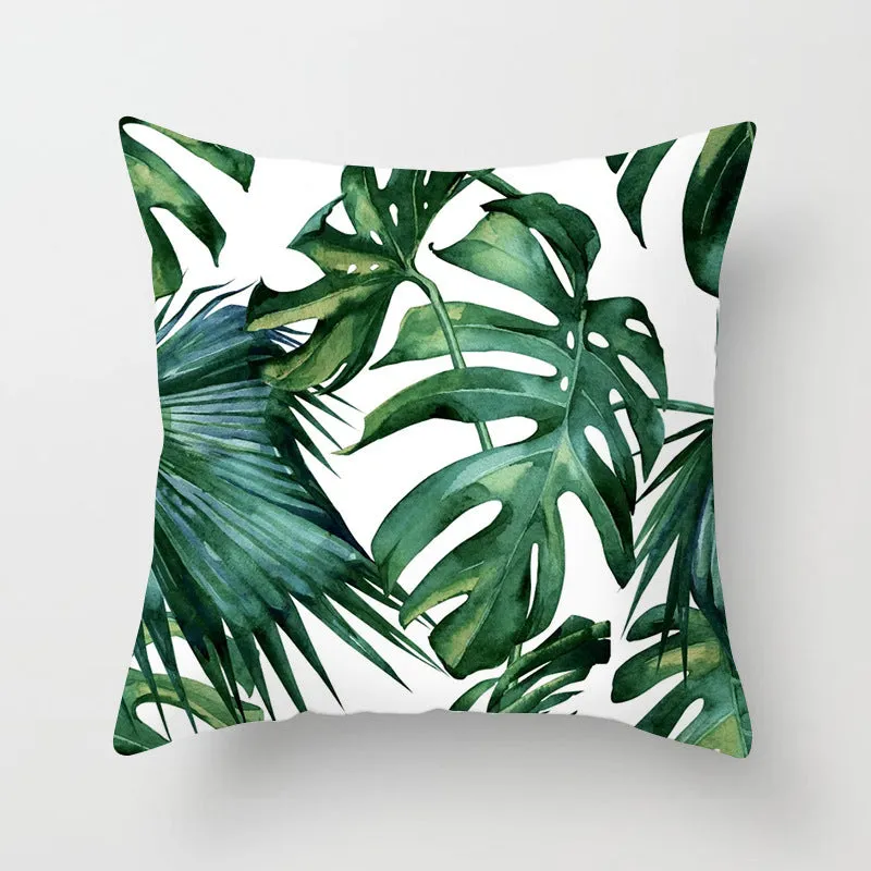 Tropical Leaf Cactus Throw Pillow  Covers