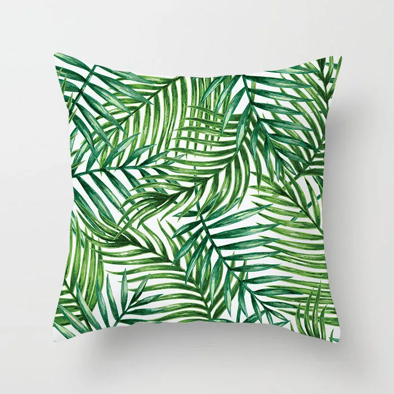 Tropical Leaf Cactus Throw Pillow  Covers