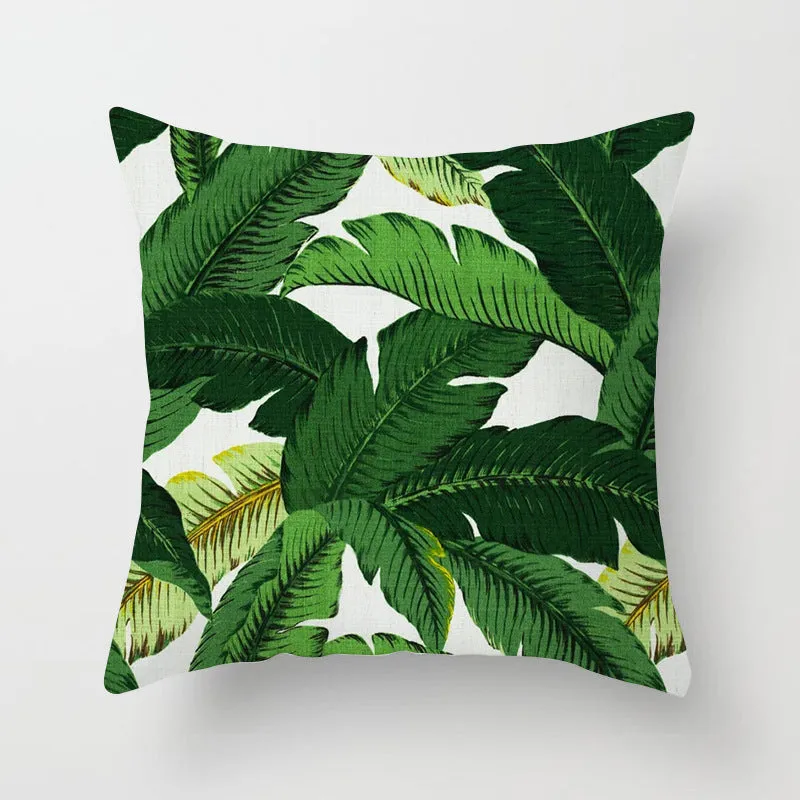 Tropical Leaf Cactus Throw Pillow  Covers