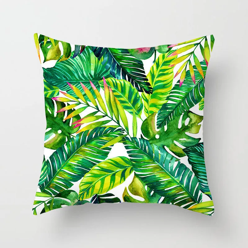 Tropical Leaf Cactus Throw Pillow  Covers