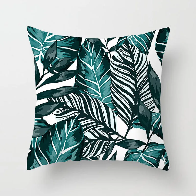 Tropical Leaf Cactus Throw Pillow  Covers