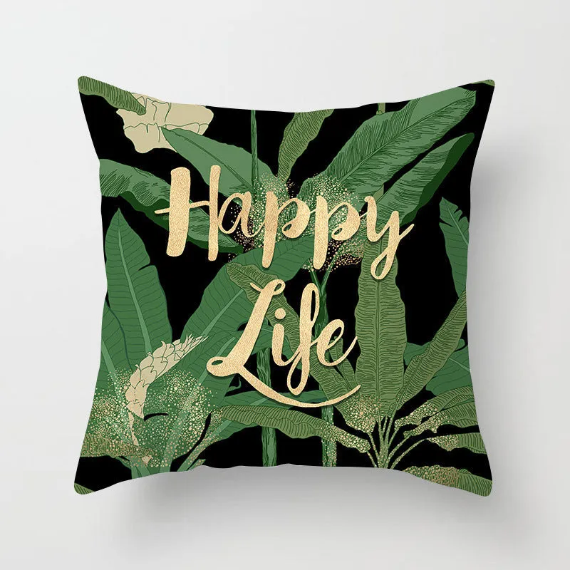 Tropical Leaf Cactus Throw Pillow  Covers