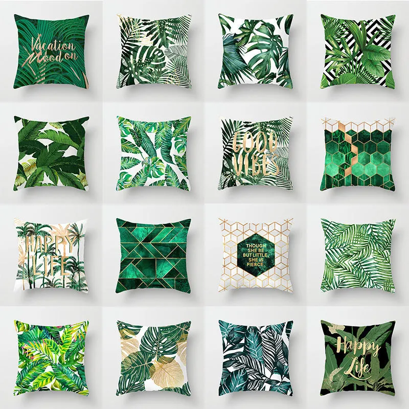 Tropical Leaf Cactus Throw Pillow  Covers