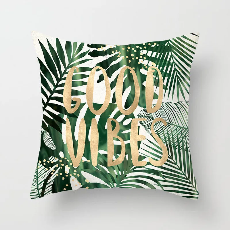 Tropical Leaf Cactus Throw Pillow  Covers