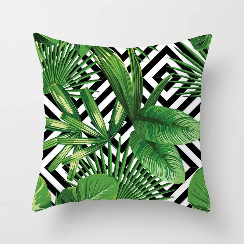 Tropical Leaf Cactus Throw Pillow  Covers