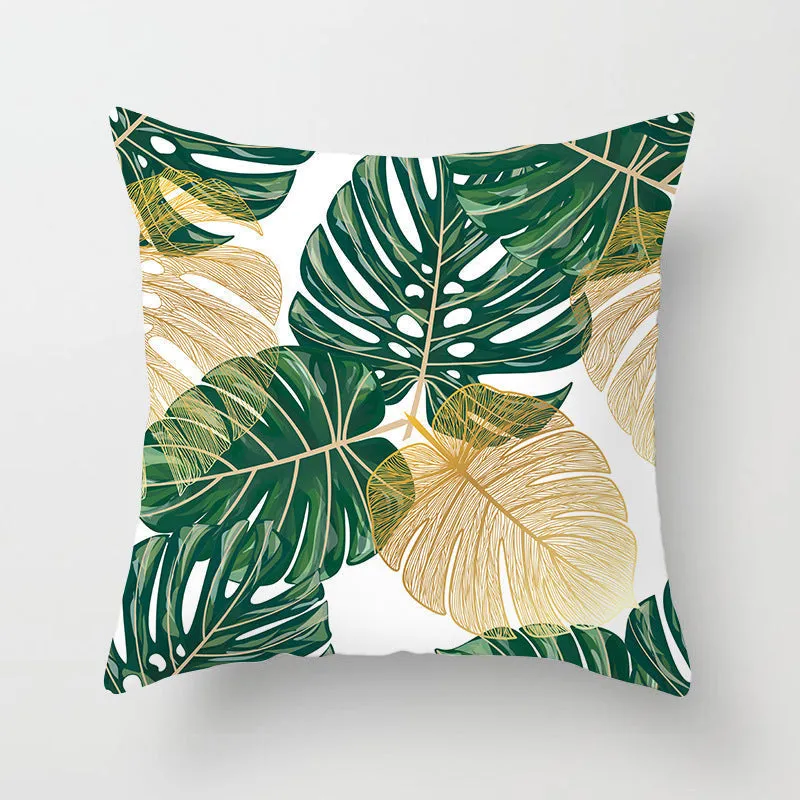 Tropical Leaf Cactus Throw Pillow  Covers