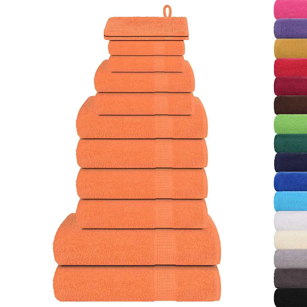 vidaXL 12 Piece Towel Set Orange 360 gsm 100% Cotton