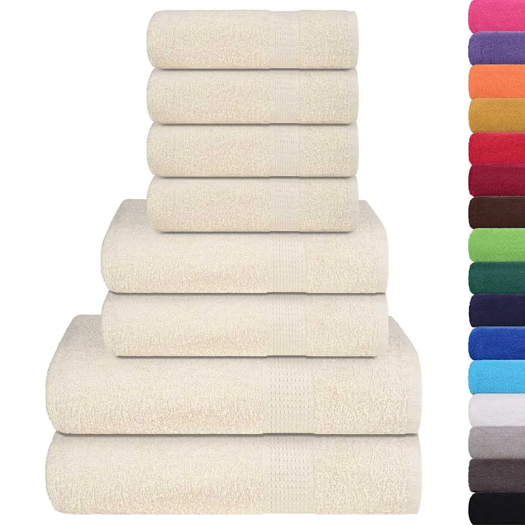 vidaXL 8 Piece Towel Set Cream 360 gsm 100% Cotton