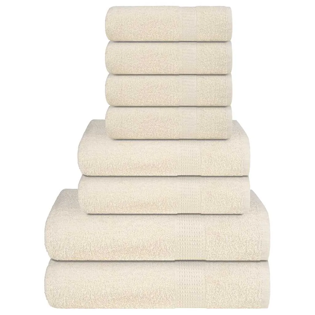 vidaXL 8 Piece Towel Set Cream 360 gsm 100% Cotton