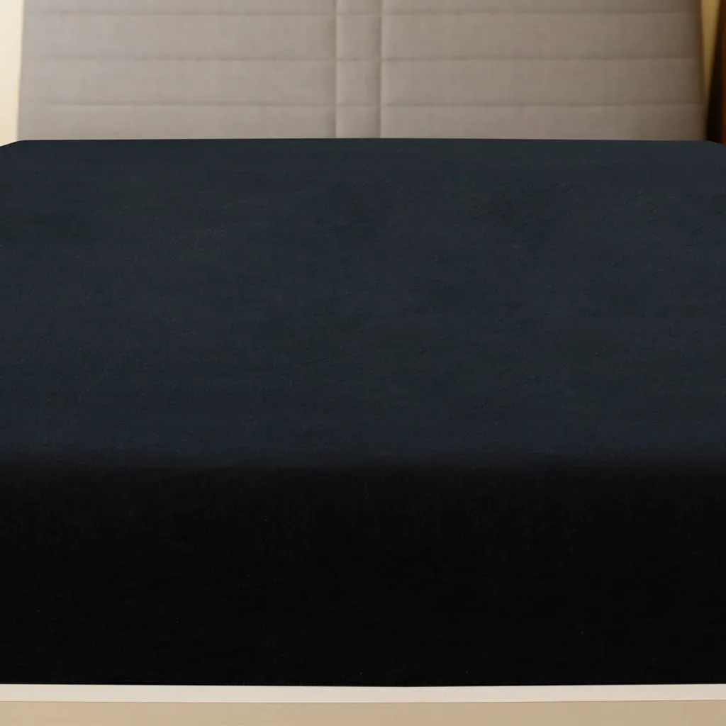 vidaXL Jersey Fitted Sheet Black 180x200 cm Cotton