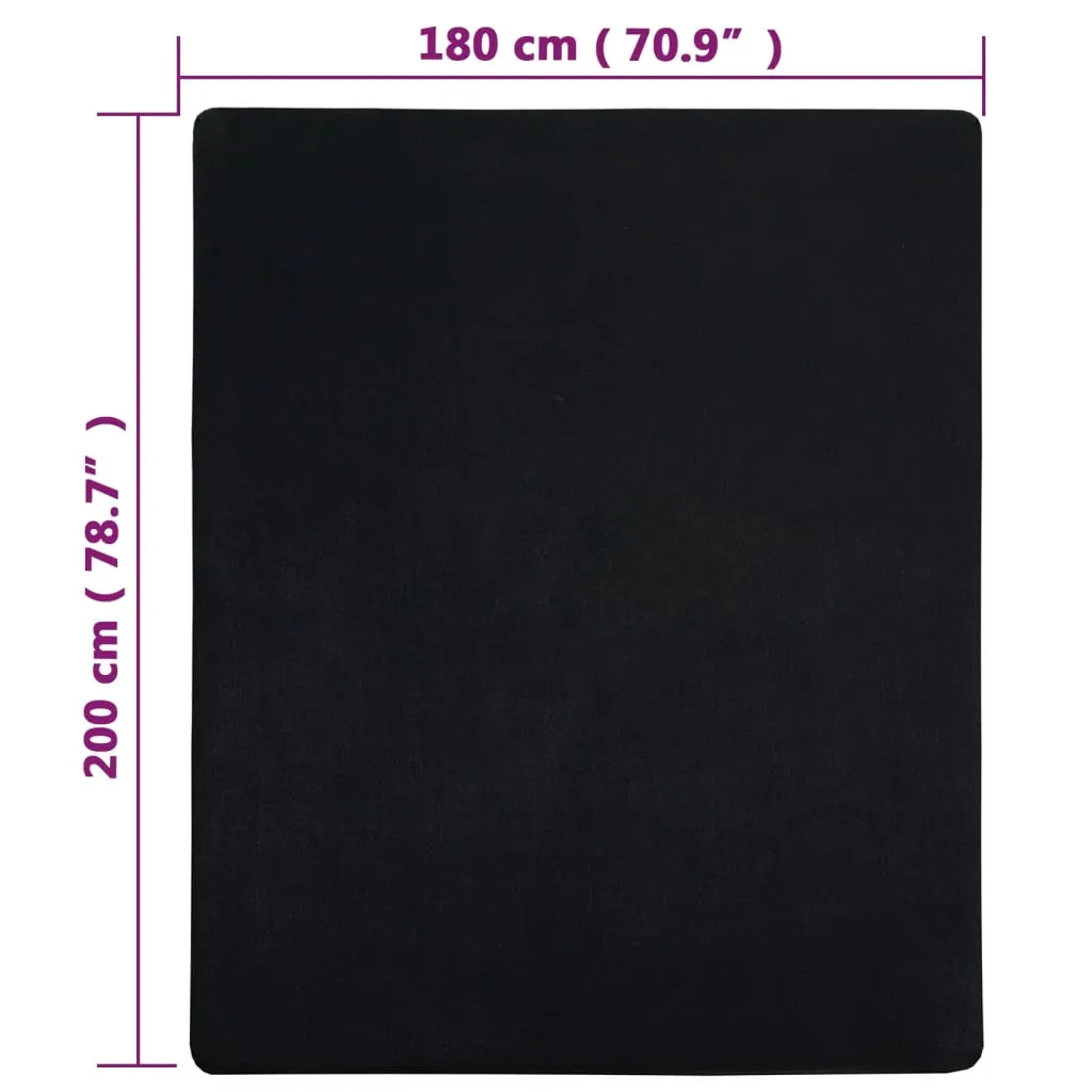 vidaXL Jersey Fitted Sheet Black 180x200 cm Cotton