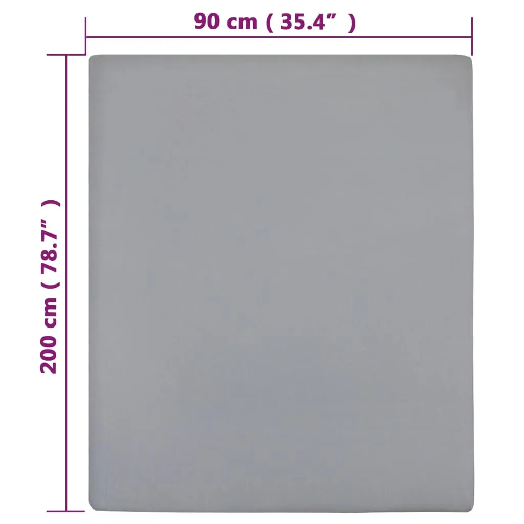 vidaXL Jersey Fitted Sheet Grey 90x200 cm Cotton