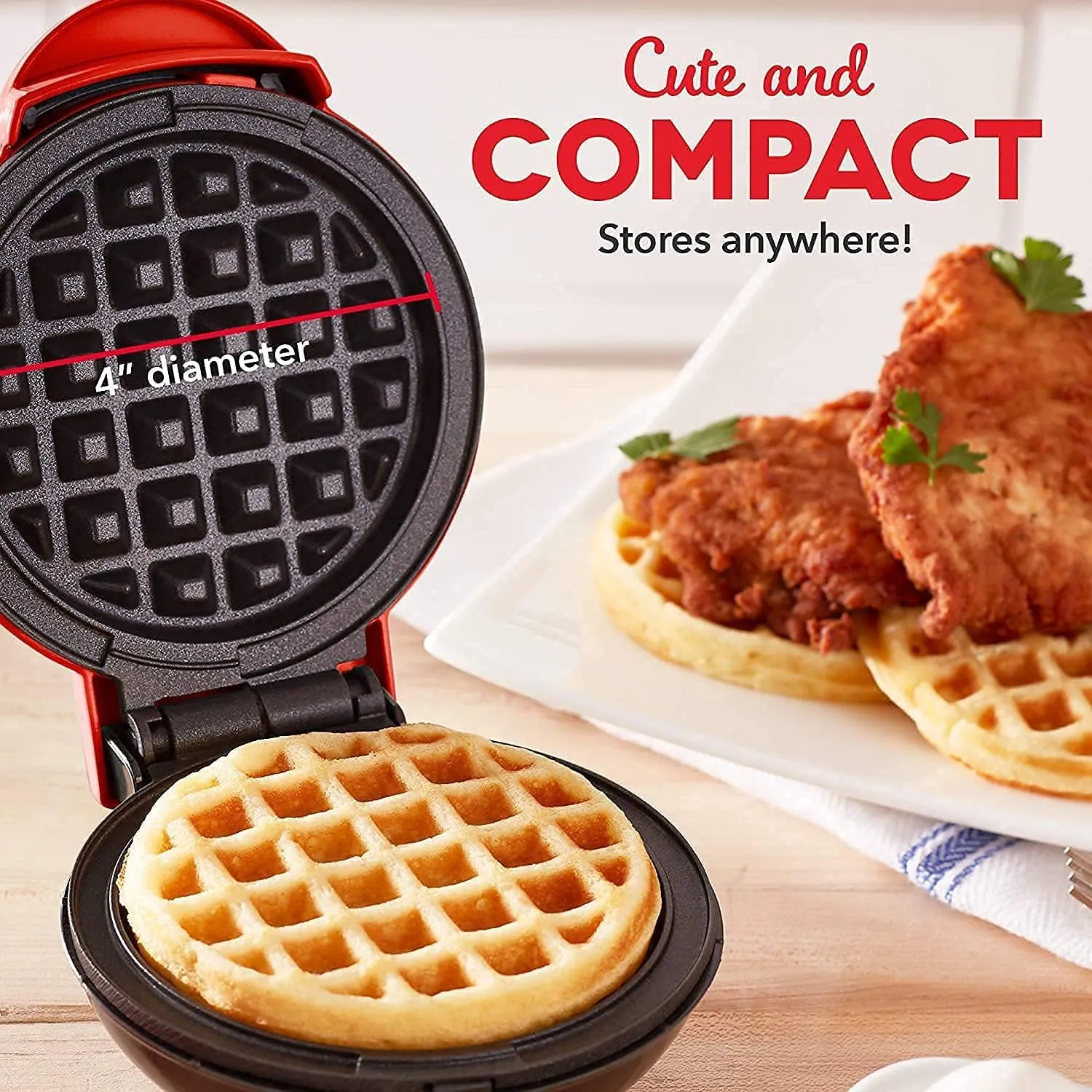 Waffle Maker, Waffle Maker Machine, Waffles Maker, Mini Waffle Maker, Waffle Machine, Waffle Iron, Waffles Maker Machine, Mini waffle Maker for Home, Waffle Maker Electric, Waffle Maker (Red)