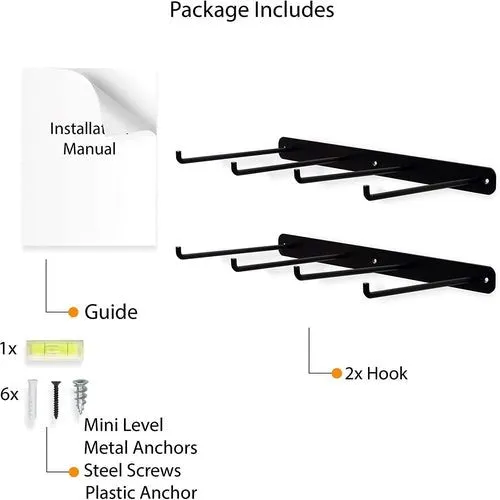 Wall Hooks for Pantry Organization and Storage (Black) 14” x 6” inches