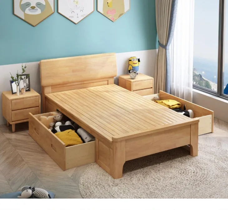 WAREHOUSE SALE MATEO Wooden Storage Bed Frame with 2 Big Drawers ( Choice from 2 Color 2 Size ) ( Discount Price $1299 Special Price $799 )